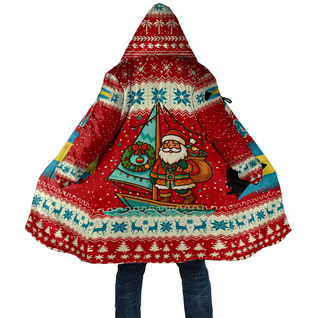 Bahamas Christmas Cloak with Red Festive Pattern Sailing Santa and National Flag Motif - Wonder Print Shop