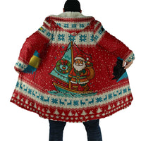Bahamas Christmas Cloak with Red Festive Pattern Sailing Santa and National Flag Motif - Wonder Print Shop