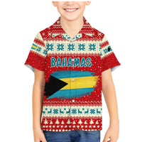 Bahamas Christmas Family Matching Mermaid Dress and Hawaiian Shirt with Red Festive Pattern Sailing Santa and National Flag Motif - Wonder Print Shop