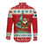 Bahamas Christmas Family Matching Off The Shoulder Long Sleeve Dress and Hawaiian Shirt with Red Festive Pattern Sailing Santa and National Flag Motif - Wonder Print Shop