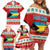 Bahamas Christmas Family Matching Off Shoulder Short Dress and Hawaiian Shirt with Red Festive Pattern Sailing Santa and National Flag Motif - Wonder Print Shop