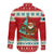 Bahamas Christmas Family Matching Off Shoulder Short Dress and Hawaiian Shirt with Red Festive Pattern Sailing Santa and National Flag Motif - Wonder Print Shop