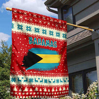 Bahamas Christmas Garden Flag with Red Festive Pattern Sailing Santa and National Flag Motif - Wonder Print Shop