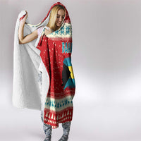 Bahamas Christmas Hooded Blanket with Red Festive Pattern Sailing Santa and National Flag Motif - Wonder Print Shop