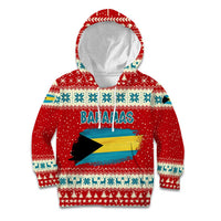 Bahamas Christmas Kid Hoodie with Red Festive Pattern Sailing Santa and National Flag Motif - Wonder Print Shop