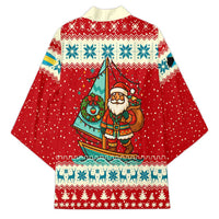 Bahamas Christmas Kimono with Red Festive Pattern Sailing Santa and National Flag Motif - Wonder Print Shop