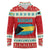 Bahamas Christmas Long Sleeve Polo Shirt with Red Festive Pattern Sailing Santa and National Flag Motif - Wonder Print Shop