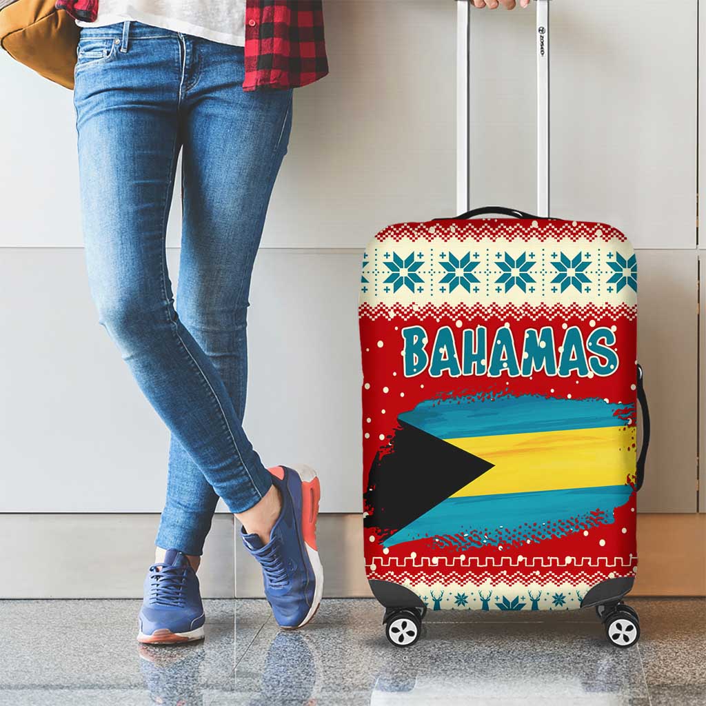 Bahamas Christmas Luggage Cover with Red Festive Pattern Sailing Santa and National Flag Motif - Wonder Print Shop