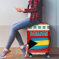 Bahamas Christmas Luggage Cover with Red Festive Pattern Sailing Santa and National Flag Motif - Wonder Print Shop