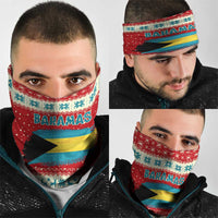 Bahamas Christmas Neck Gaiter with Red Festive Pattern Sailing Santa and National Flag Motif - Wonder Print Shop