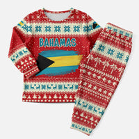 Bahamas Christmas Pajama Set with Red Festive Pattern Sailing Santa and National Flag Motif - Wonder Print Shop