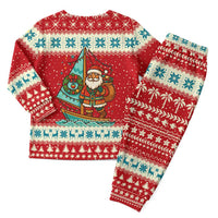 Bahamas Christmas Pajama Set with Red Festive Pattern Sailing Santa and National Flag Motif - Wonder Print Shop