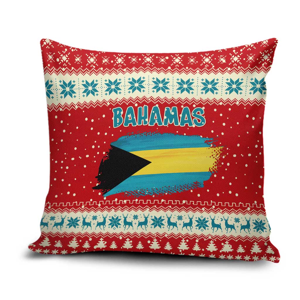 Bahamas Christmas Pillow Cover with Red Festive Pattern Sailing Santa and National Flag Motif - Wonder Print Shop