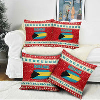 Bahamas Christmas Pillow Cover with Red Festive Pattern Sailing Santa and National Flag Motif - Wonder Print Shop