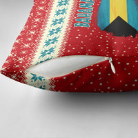 Bahamas Christmas Pillow Cover with Red Festive Pattern Sailing Santa and National Flag Motif - Wonder Print Shop