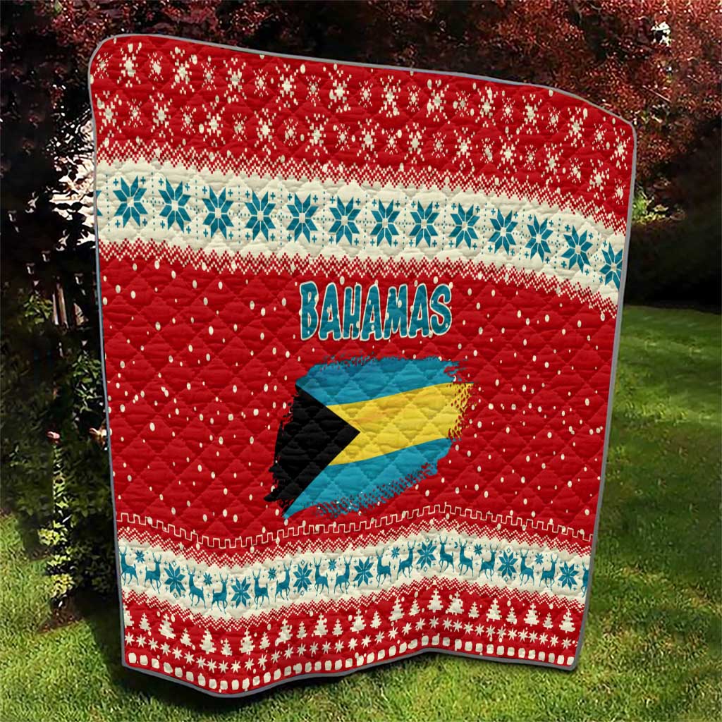 Bahamas Christmas Quilt with Red Festive Pattern Sailing Santa and National Flag Motif - Wonder Print Shop