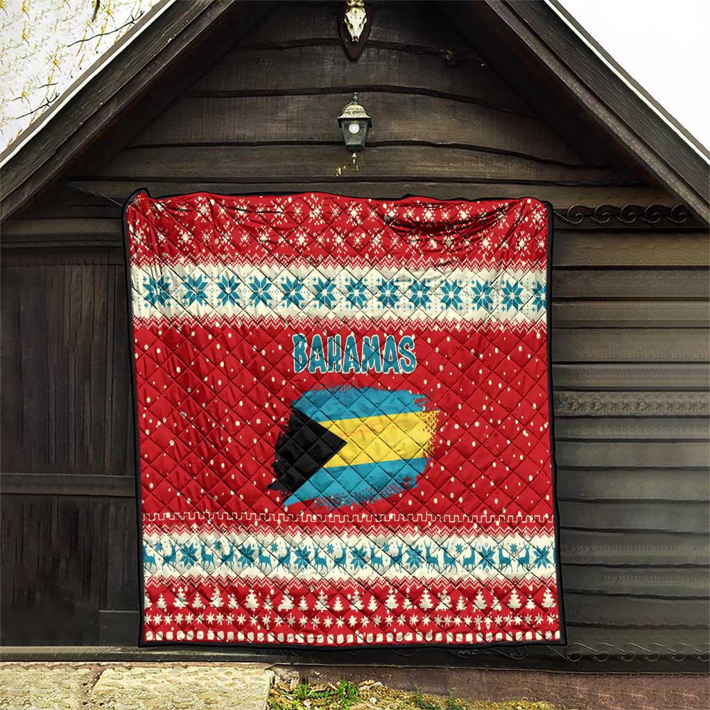 Bahamas Christmas Quilt with Red Festive Pattern Sailing Santa and National Flag Motif - Wonder Print Shop