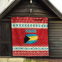 Bahamas Christmas Quilt with Red Festive Pattern Sailing Santa and National Flag Motif - Wonder Print Shop
