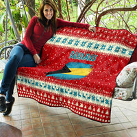 Bahamas Christmas Quilt with Red Festive Pattern Sailing Santa and National Flag Motif - Wonder Print Shop