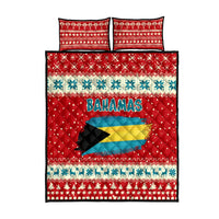 Bahamas Christmas Quilt Bed Set with Red Festive Pattern Sailing Santa and National Flag Motif - Wonder Print Shop