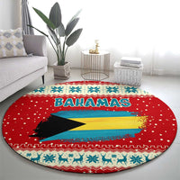 Bahamas Christmas Round Carpet with Red Festive Pattern Sailing Santa and National Flag Motif - Wonder Print Shop