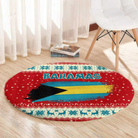 Bahamas Christmas Round Carpet with Red Festive Pattern Sailing Santa and National Flag Motif - Wonder Print Shop