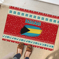 Bahamas Christmas Rubber Doormat with Red Festive Pattern Sailing Santa and National Flag Motif - Wonder Print Shop
