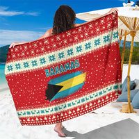 Bahamas Christmas Sarong with Red Festive Pattern Sailing Santa and National Flag Motif - Wonder Print Shop
