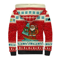 Bahamas Christmas Sherpa Hoodie with Red Festive Pattern Sailing Santa and National Flag Motif - Wonder Print Shop