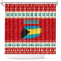 Bahamas Christmas Shower Curtain with Red Festive Pattern Sailing Santa and National Flag Motif - Wonder Print Shop