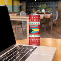 Bahamas Christmas Skinny Tumbler with Red Festive Pattern Sailing Santa and National Flag Motif - Wonder Print Shop