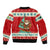 Bahamas Christmas Sleeve Zip Bomber Jacket with Red Festive Pattern Sailing Santa and National Flag Motif - Wonder Print Shop