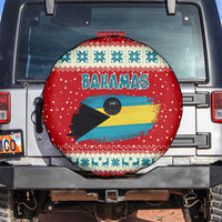Bahamas Christmas Spare Tire Cover with Red Festive Pattern Sailing Santa and National Flag Motif - Wonder Print Shop