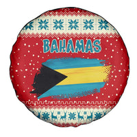 Bahamas Christmas Spare Tire Cover with Red Festive Pattern Sailing Santa and National Flag Motif - Wonder Print Shop
