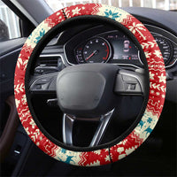 Bahamas Christmas Steering Wheel Cover with Red Festive Pattern Sailing Santa and National Flag Motif - Wonder Print Shop