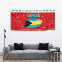 Bahamas Christmas Tapestry with Red Festive Pattern Sailing Santa and National Flag Motif - Wonder Print Shop