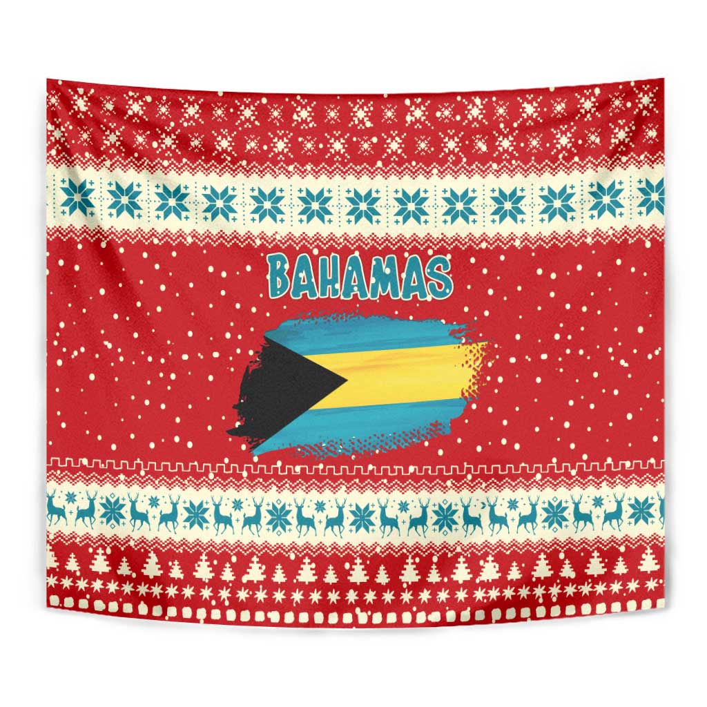 Bahamas Christmas Tapestry with Red Festive Pattern Sailing Santa and National Flag Motif - Wonder Print Shop