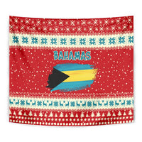 Bahamas Christmas Tapestry with Red Festive Pattern Sailing Santa and National Flag Motif - Wonder Print Shop