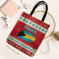 Bahamas Christmas Tote Bag with Red Festive Pattern Sailing Santa and National Flag Motif - Wonder Print Shop