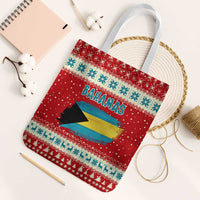 Bahamas Christmas Tote Bag with Red Festive Pattern Sailing Santa and National Flag Motif - Wonder Print Shop