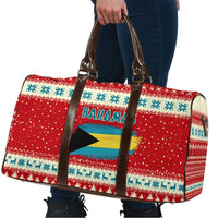 Bahamas Christmas Travel Bag with Red Festive Pattern Sailing Santa and National Flag Motif - Wonder Print Shop
