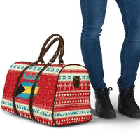 Bahamas Christmas Travel Bag with Red Festive Pattern Sailing Santa and National Flag Motif - Wonder Print Shop