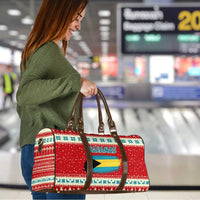 Bahamas Christmas Travel Bag with Red Festive Pattern Sailing Santa and National Flag Motif - Wonder Print Shop