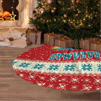 Bahamas Christmas Tree Skirt with Red Festive Pattern Sailing Santa and National Flag Motif - Wonder Print Shop