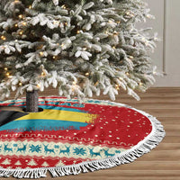 Bahamas Christmas Tree Skirt with Red Festive Pattern Sailing Santa and National Flag Motif - Wonder Print Shop