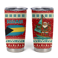 Bahamas Christmas Tumbler Cup with Red Festive Pattern Sailing Santa and National Flag Motif - Wonder Print Shop