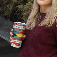 Bahamas Christmas Tumbler Cup with Red Festive Pattern Sailing Santa and National Flag Motif - Wonder Print Shop