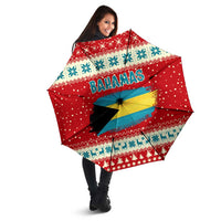 Bahamas Christmas Umbrella with Red Festive Pattern Sailing Santa and National Flag Motif - Wonder Print Shop