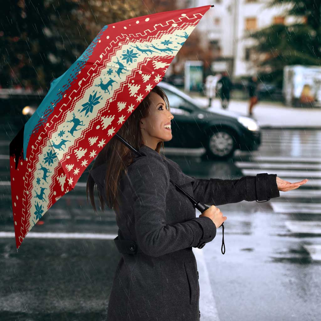 Bahamas Christmas Umbrella with Red Festive Pattern Sailing Santa and National Flag Motif - Wonder Print Shop