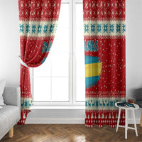 Bahamas Christmas Window Curtain with Red Festive Pattern Sailing Santa and National Flag Motif - Wonder Print Shop